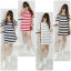 Dress ผ้ายืดลายขวาง เนื้อผ้าคุณภาพเยี่ยม มาพร้อมไอเดีย โบว์หลัง น่ารักเว่อร์ ๆ