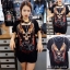 20% เสื้อยืดคอวี ตอกตาไก่ ใส่โช้คคอ สกรีนลายหัวกระโหลกติปีก อินทรี ลายไฟ สไตล์สาวร็อคจัดเต็มค่ะ
