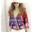 เสื้อโบฮีเมียนคอวี ผ้าปริ้นลายสวยสีสันสดใส