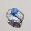 แหวนไคยาไนท์ เม็ดเดี่ยว พลอยสีน้ำเงิน ลาย อินฟินิตี้ 925 Kyanite Solitaire Oval Antique Infinity Shrank Design Oval 10x8 mm Band Ring