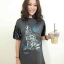 เดรสผ้ายืด/ หรือเสื้อตัวยาว สกีนลาย แขนปักเลื่อมวิ้งค่ะ