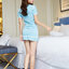 AIR065 (มีไซส์)ชุดแอร์สีฟ้าแต่งลูกไม้สวยๆ พร้อมหมวก ผ้านิ่มยืดใส่สวยค่ะ