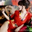 KIM103 ชุดกิโมโนแบบซีทรู สีแดง แต่งลายดอกไม้ งานสวยเซ็กซี่ค่ะ