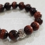 Tiger Eye Red เรด ไทเกอร์อาย ความหมาย หินแก้วตาเสือ 10 มม ประดับ นกฮูก เงินแท้