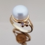 แหวนไข่มุก แหวนมุกนำโชค เสริม อเมทิสต์ แหวนเงินแท้ แฟชั่น 925 & 14K Yellow Gold Plated Freshwater Pearl and Brazilian Amethyst Ring