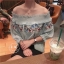เสื้อปาดไหล่ คอระบาย ยางยืด งานปักแน่นๆ งานสไตล์เกาหลี ผ้าไหมญี่ปุ่นเนื้อดี ปลายแขนระบาย ทรงสวย งานน่ารักมากๆค่ะ