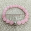 Rose Quartz โรสควอตซ์ 8 มม หินแห่งความเมตตา นำความรักมาให้ ประดับไงินแท้รูปดอกกุหลาบ