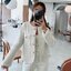 เสื้อทวีตแขนยาว เสื้อคลุมผ้าทวีตสีชมพู สีครีม งานสวยหรู