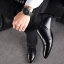 รองเท้าคัชชู ผู้ชาย หนัง PU สีดำ ใส่ทำงาน แบบสวม มีส้น