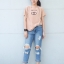 เสื้อยืดคอกลม ผ้ากำมะหยี่ปักลาย สวยๆ ตามรูป
