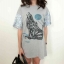 เดรสผ้ายืด/ หรือเสื้อตัวยาว สกีนลาย แขนปักเลื่อมวิ้งค่ะ