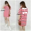 Dress ผ้ายืดลายขวาง เนื้อผ้าคุณภาพเยี่ยม มาพร้อมไอเดีย โบว์หลัง น่ารักเว่อร์ ๆ