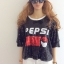 เสื้อลายPEPSIปักเลื่อม เสื้อยืดปักเลื่อมทรงOversize
