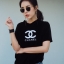 เสื้อยืดคอกลม ผ้ากำมะหยี่ปักลาย สวยๆ ตามรูป