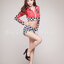 MOTOR008 ชุดมอเตอร์โชว์แขนยาวสีแดง ลายตารางงานเซ็กซี่เข้ารูปจ้า