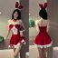 BUNNY08 ชุดบันนี่แบบเดรสผ้ากำมะหยี่สีแดงงานสวยพรีเมี่ยม