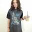 เดรสผ้ายืด/ หรือเสื้อตัวยาว สกีนลาย แขนปักเลื่อมวิ้งค่ะ