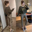 ชุดเซตขายาว เสื้อยืดโอเว่อร์ไซส์+กางเกงขายาว สีเขียวขี้ม้า