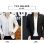 พร้อมส่ง เสื้อสูท สีขาว แขนยาว คอปก สูทแฟชั่นผู้ชาย