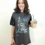 เดรสผ้ายืด/ หรือเสื้อตัวยาว สกีนลาย แขนปักเลื่อมวิ้งค่ะ