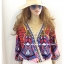 เสื้อโบฮีเมียนคอวี ผ้าปริ้นลายสวยสีสันสดใส
