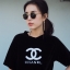 เสื้อยืดคอกลม ผ้ากำมะหยี่ปักลาย สวยๆ ตามรูป