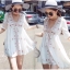 Minidress เกาหลี สไตล์โบฮีเมียนพิมพ์ลายผ้าเนื้อดีมากก เนื้อผ้าไม่บาง ช่วงกระโปรงมีซับใน