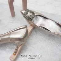 ทรงปกติ เปลี่ยนไซส์ได้ ไม่รับคืน Zenachoo รุ่น Viola3 สูง 3 นิ้ว หนังแกะแท้ หัวแหลมทรงสวย