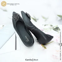 ทรงปกติ เปลี่ยนไซส์ได้-ไม่รับคืน รุ่นขายดี Zenachoo Camilia สูง 1 นิ้ว รองเท้าหนังแกะแท้ หัวแหลมหน้ากว้าง