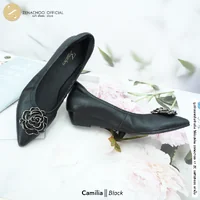 ทรงปกติ เปลี่ยนไซส์ได้-ไม่รับคืน รุ่นขายดี Zenachoo Camilia สูง 1 นิ้ว รองเท้าหนังแกะแท้ หัวแหลมหน้ากว้าง