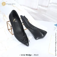 ทรงปกติ เปลี่ยนไซส์ได้-ไม่รับคืน Zenachoo รุ่น Livia Wedge สูง2นิ้ว หนังแกะแท้ ทรงสวยมาก