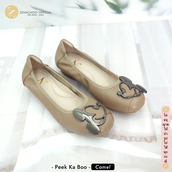 รองเท้าคัทชูหนังแท้ผู้หญิง ZENACHOO Peek-ka-boo รองเท้าแฟลตสุขภาพ ใส่เดินสบาย นุ่ม เบา รองเท้าแฟชั่นผู้หญิง หนังแท้ image 6