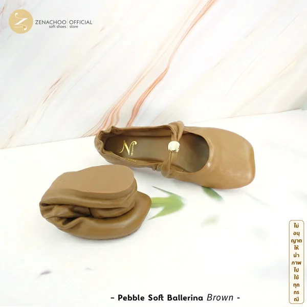 ZENACHOO รองเท้าหนังนิ่มผู้หญิง รุ่น Pebble Soft Ballerina รองเท้าแฟลต พื้นนุ่ม ใส่ทำงาน ใส่เที่ยว เปลี่ยนไซซ์ได้ ไม่รับคืน image 2