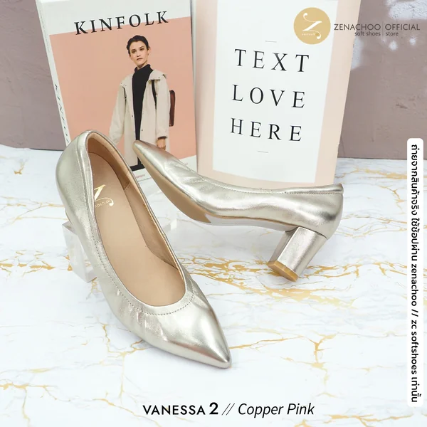 ทรงปกติ เปลี่ยนไซส์ได้-ไม่รับคืน Zenachoo Vanessa2 สี BLack สูง 2 นิ้ว รองเท้าหนังแกะนิ่ม หัวแหลมทรงสวย image 9