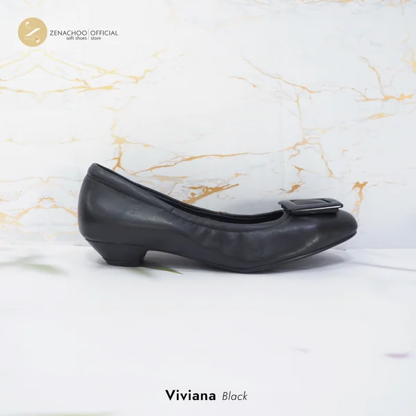 ทรงปกติ หน้าเท้ากว้างเพิ่ม 1 ไซส์ เปลี่ยนไซส์ได้-ไม่รับคืน Zenachoo รุ่น Viviana สูง 1นิ้ว รองเท้าหนังแกะแท้ หัวตัด ทรงสวยมาก image 6