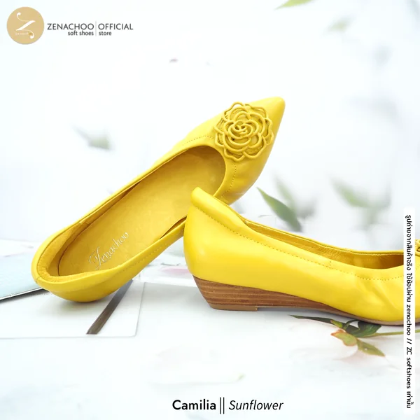 ทรงปกติ เปลี่ยนไซส์ได้-ไม่รับคืน รุ่นขายดี Zenachoo Camilia สูง 1 นิ้ว รองเท้าหนังแกะแท้ หัวแหลมหน้ากว้าง image 9