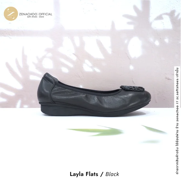 ทรงปกติ:เปลี่ยนไซส์ได้-ไม่รับคืน Zenachoo รุ่น Layla Flats สูง 1นิ้ว รองเท้าหนังแกะแท้ หนังนิ่ม พื้นนุ่ม image 4