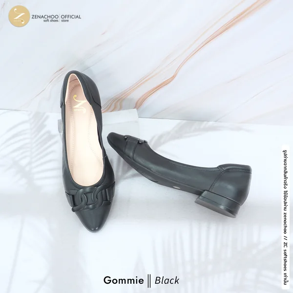 ทรงปกติ เปลี่ยนไซส์ได้ ไม่รับคืน Zenachoo รุ่น Gommie สูง 1 นิ้ว รองเท้าส้นแบน ทรงขายดี หนังแกะแท้ นิ่มสบาย image 6