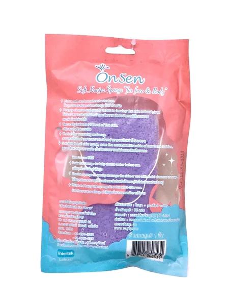 ออนเซ็น ใยบุกนุ่มขัดผิว Onsen Soft Konjae Sponde ทรงสี่เหลี่ยมผืนผ้า (แถมหมวกคลุมผม) คละสี 80กรัม image 2 ออนเซ็น ใยบุกนุ่มขัดผิว Onsen Soft Konjae Sponde ทรงสี่เหลี่ยมผืนผ้า (แถมหมวกคลุมผม) คละสี 80กรัม image 2