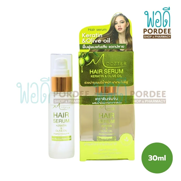 Moozter เซรั่มบำรุงผม เคราตินผสมน้ำมันมะกอก 30 มล. Moozter เซรั่มบำรุงผม เคราตินผสมน้ำมันมะกอก 30 มล.
