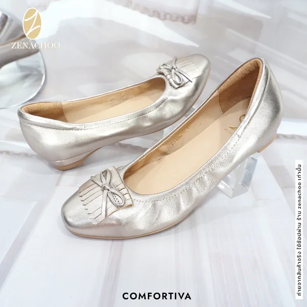 ทรงปกติ เปลี่ยนไซส์ได้-ไม่รับคืน Zenachoo รุ่นขายดี Comfortiva สูง 1นิ้ว รองเท้าหนังแกะแท้ image 5