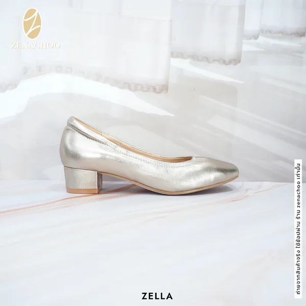ทรงปกติ เปลี่ยนไซส์ได้-ไม่รับคืน Zenachoo รุ่นขายดี Zella ส้นใหญ่ สูง 1.5นิ้ว รองเท้าหนังแกะแท้ image 3