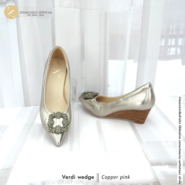 ทรงปกติ:เปลี่ยนไซส์ได้-ไม่รับคืน Zenachoo รุ่น Verdi Wedge สูง 2 นิ้ว รองเท้าหนังแกะแท้ หนังนิ่ม พื้นนุ่ม image 7
