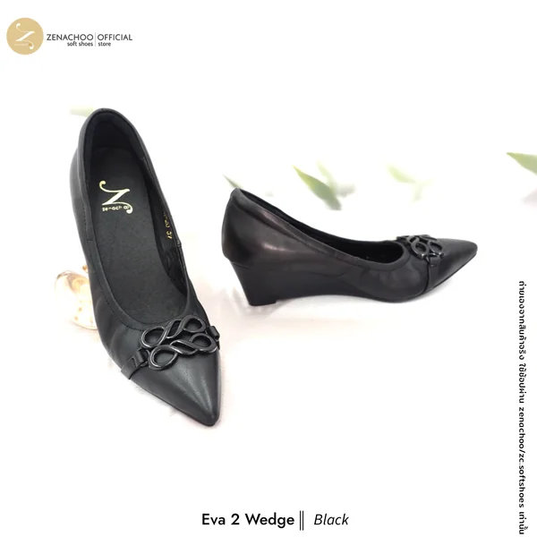 Zenachoo รองเท้าคัชชูหัวแหลมทรง Wedge หนังแกะนิ่ม Eva Wedge ส้นเตารีด สูง 2 นิ้ว ใส่สบาย ทรงปกติ เปลี่ยนไซซ์ได้ ไม่รับคืนสินค้าทุกกรณี image 7