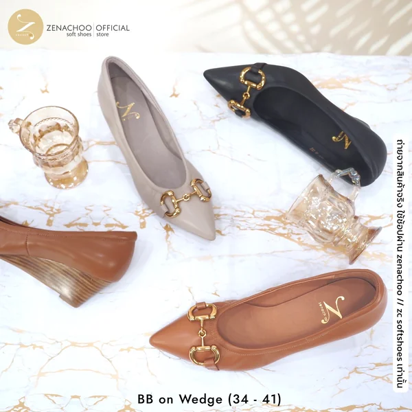 ทรงปกติ เปลี่ยนไซส์ได้-ไม่รับคืน Zenachoo รุ่น BB on Wedge สูง 2 นิ้ว รองเท้าส้นเตารีด หัวแหลม หนังแกะแท้ ทรงปกติ เปลี่ยนไซส์ได้-ไม่รับคืน Zenachoo รุ่น BB on Wedge สูง 2 นิ้ว รองเท้าส้นเตารีด หัวแหลม หนังแกะแท้