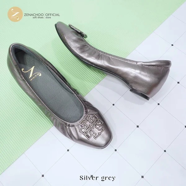 ทรงปกติ เปลี่ยนไซส์ได้-ไม่รับคืน Zenachoo สูง 1.3 นิ้ว รุ่น Jinny รองเท้าหนังแกะ มีหลายสีให้เลือก image 4