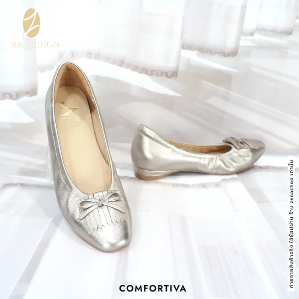 ทรงปกติ เปลี่ยนไซส์ได้-ไม่รับคืน Zenachoo รุ่นขายดี Comfortiva สูง 1นิ้ว รองเท้าหนังแกะแท้ image 6