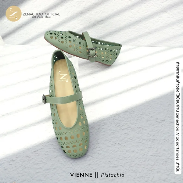 ทรงปกติ เปลี่ยนไซส์ได้-ไม่รับคืน Zenachoo รุ่น VIENNE สูง1 นิ้ว รองเท้าหนังแกะแท้ หนังนิ่ม พื้นนุ่ม image 4