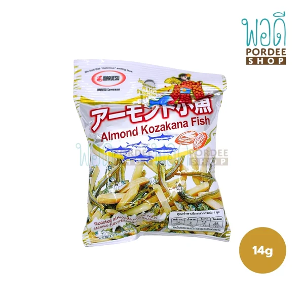 Maruesu Almond Kozakana Fish (อัลมอนด์ผสมปลากรอบปรุงรส) 14 กรัม Maruesu Almond Kozakana Fish (อัลมอนด์ผสมปลากรอบปรุงรส) 14 กรัม