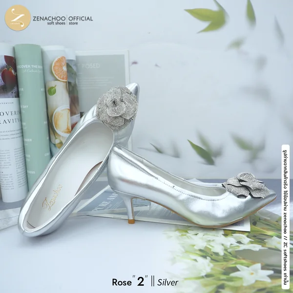 ทรงหัวแหลมที่ใส่สบายที่สุดทรงปกติ เปลี่ยนไซส์ได้-ไม่รับคืน Zenachoo Rose สูง 2&3นิ้ว รองเท้าหนังแกะแท้ ใส่สบายมาก image 7